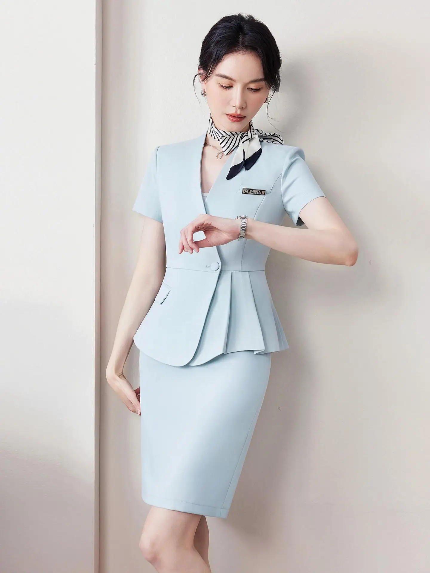 

Short Sleeve Suit Set Women's Commute Fashion Slimming Professional Workwear Formal Korean Style Polyester Blend Summer