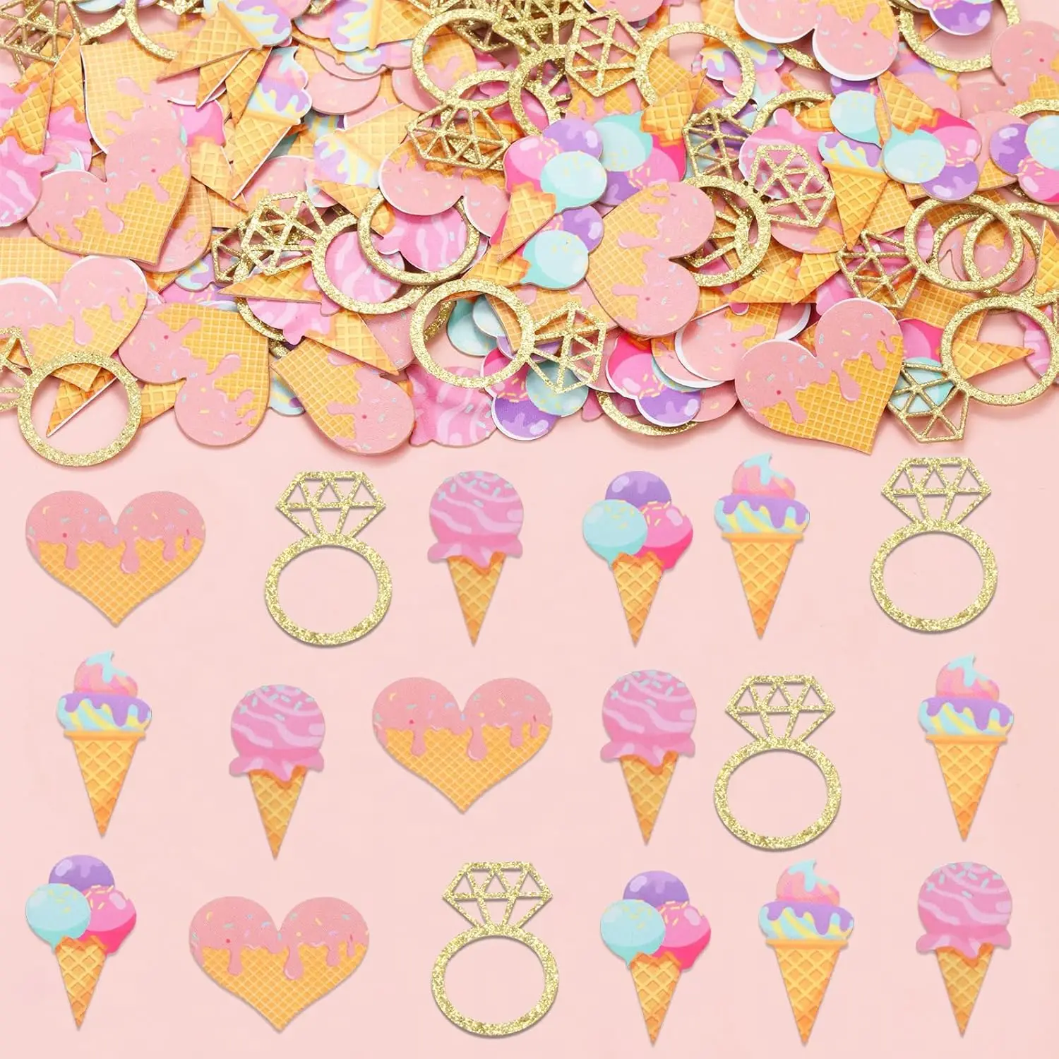 ديكور دش الزفاف الآيس كريم، قصاصات دش الزفاف الآيس كريم للطاولة، لقد تم مغرفة لوازم حفلات الزفاف