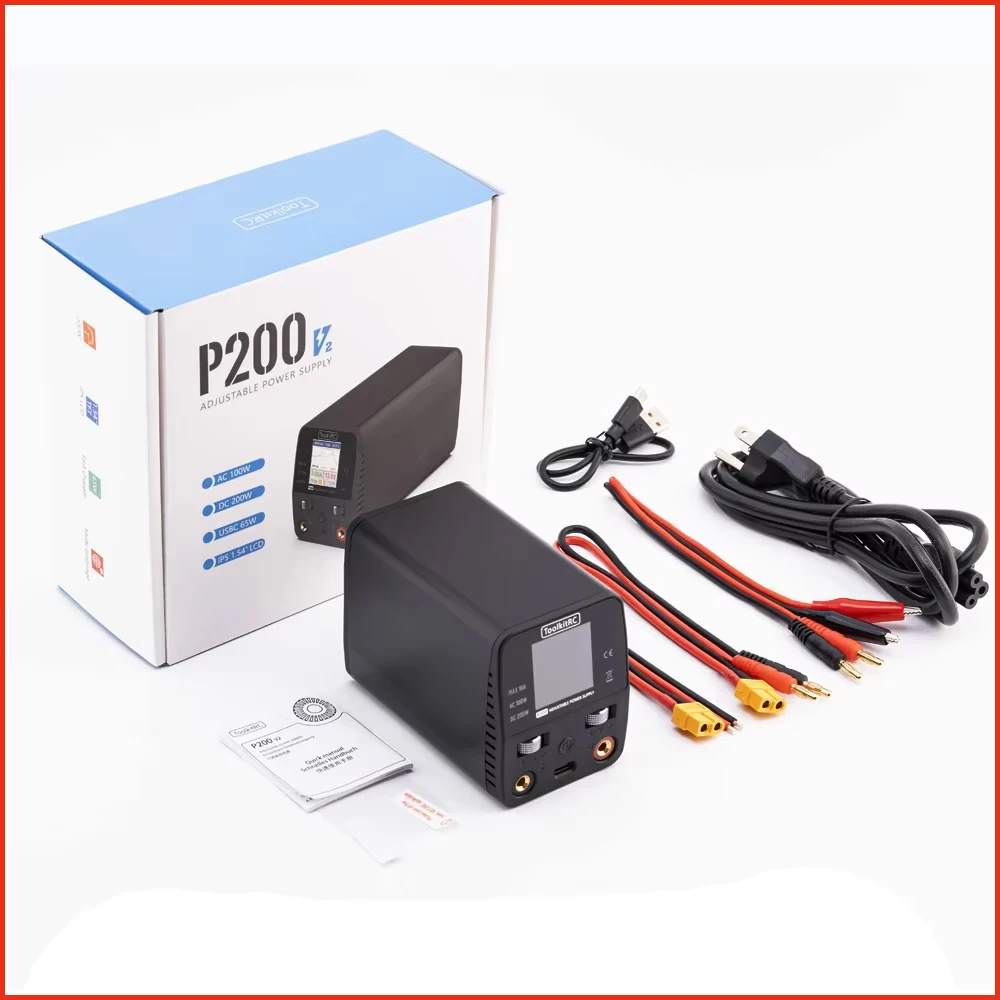 ToolkitRC P200 V2 AC100W DC200W 65W Mini Desktop Fast Charger IPS LCD Wide-angle Display Type-C Protocol For Huawei Sansung