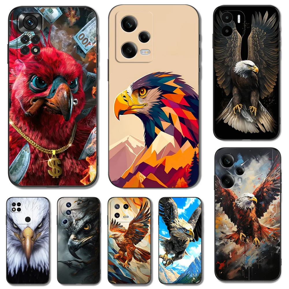 Black Tpu Case For Xiaomi 12 12T lite S X 11lite NE 11i 11T Pro 11A  Redmi 12C 10 10A 10C 5G Soaring Eagle