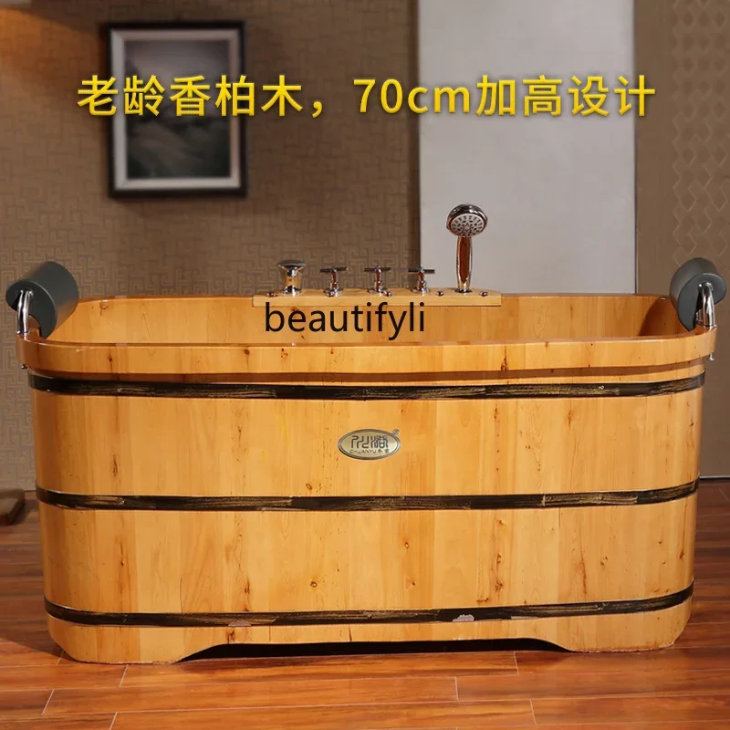 Double bath tub, wooden bucket, two-person solid wood bath, adult couple household