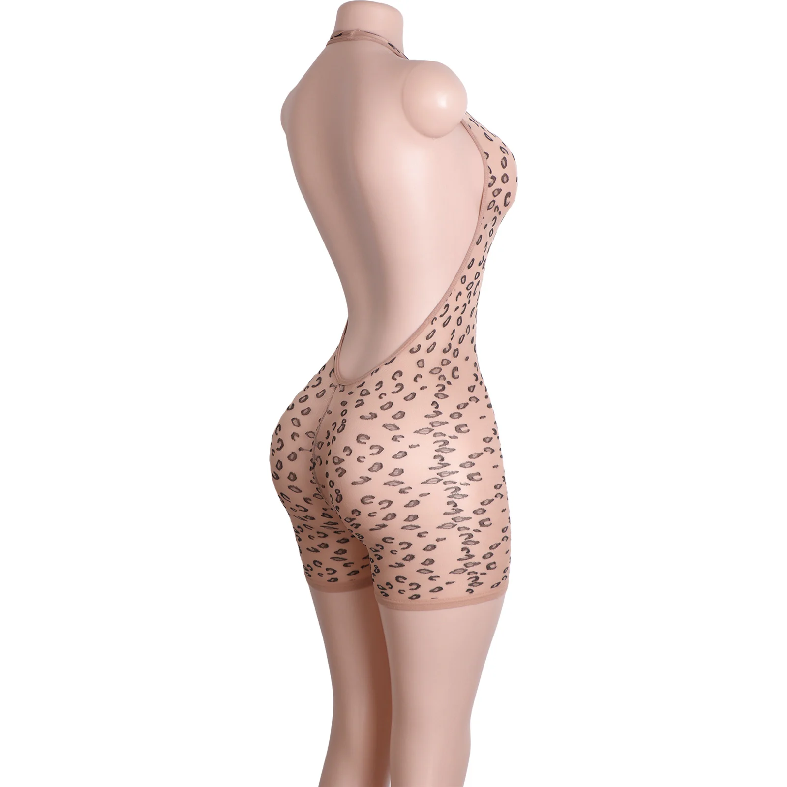 مثير ليوبارد طباعة ارتداءها ملابس السباحة البوليستر السراويل العميق الخامس القطب الرقص الزي أداء ارتداء ملابس الرقص الغريبة كلوبوير #5