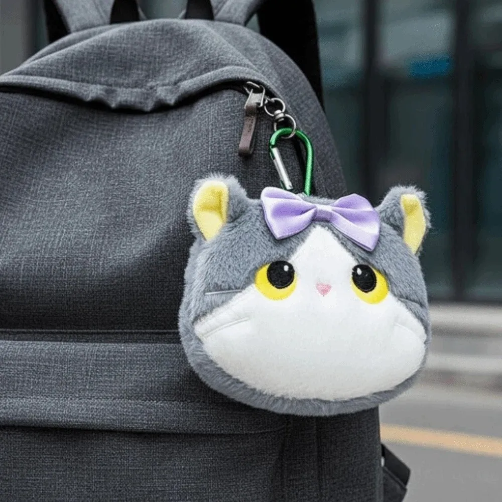 Star Decor Cat Coin Purse Compact Size Zipper Closure Mini Wallet Fabric Lightweight Texture Cartoon Animal Pouch