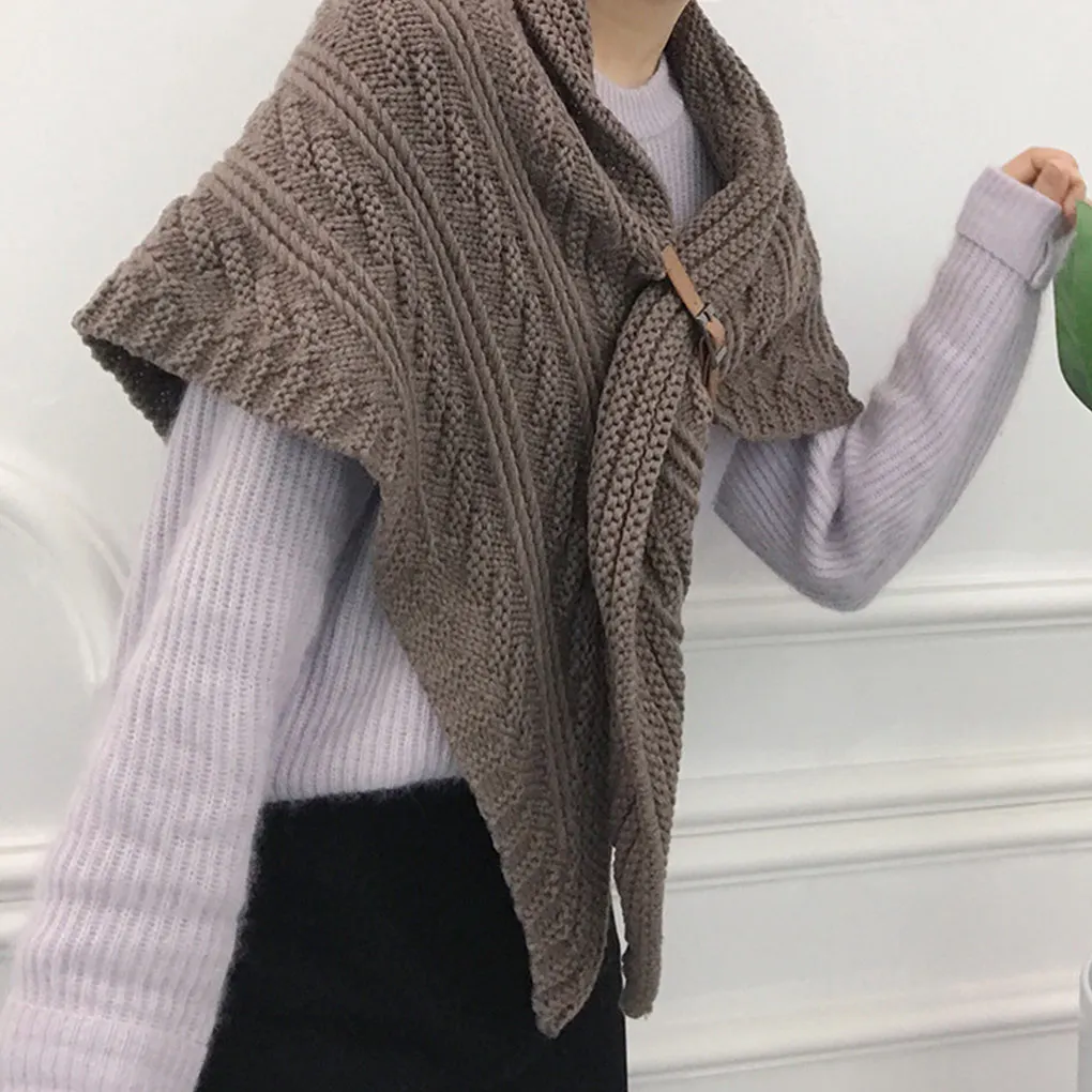 

Winter Women Shawl Wedding Party Banquet Solid Color Neckerchief ple Design Warm Polyester Cloak Poncho Light Brown