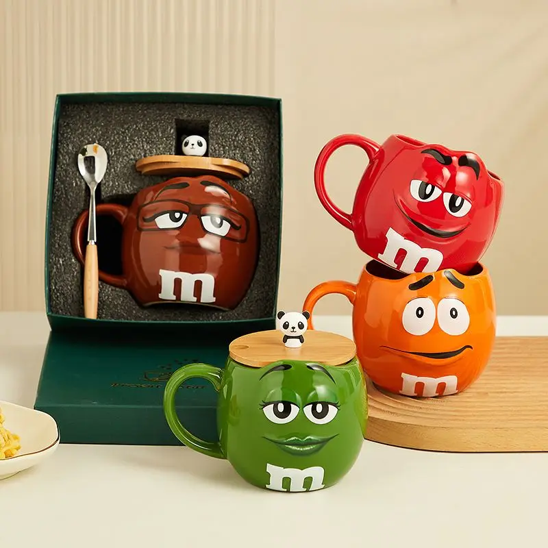 كوب فاصوليا M كوب سيراميك عالي السعة لحليب الإفطار جلب ملعقة الشوفان تعبير شخصي في المخزون لعبة محيطة لطيفة #2