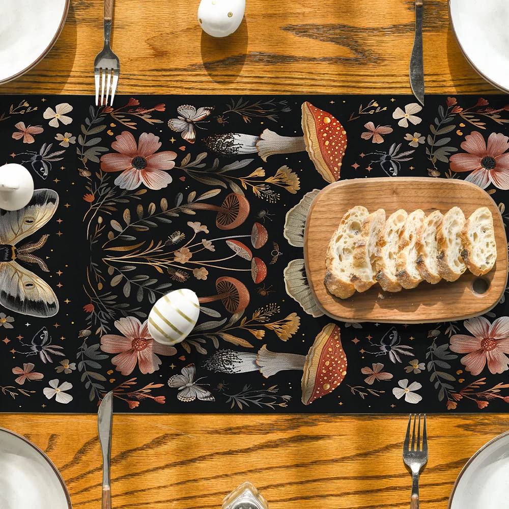 Butterfly Flower Mushroom Farmhouse Dining Table Dresser Table Runners Wedding Party Table Decoration