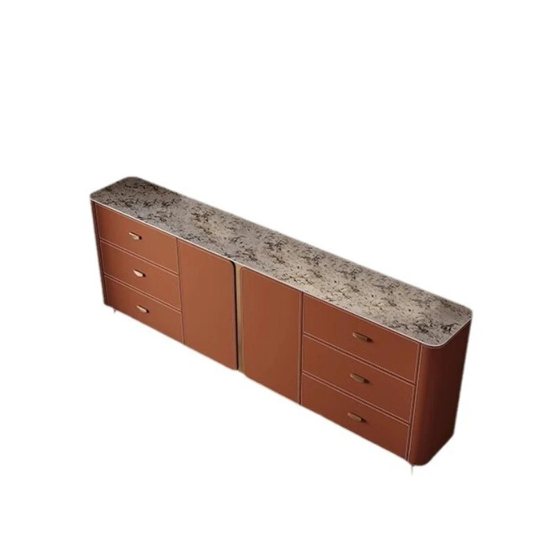 side cabinet High cabinet integrated against the wall Storage into the home Guest restaurant Light luxury rock slab Modern