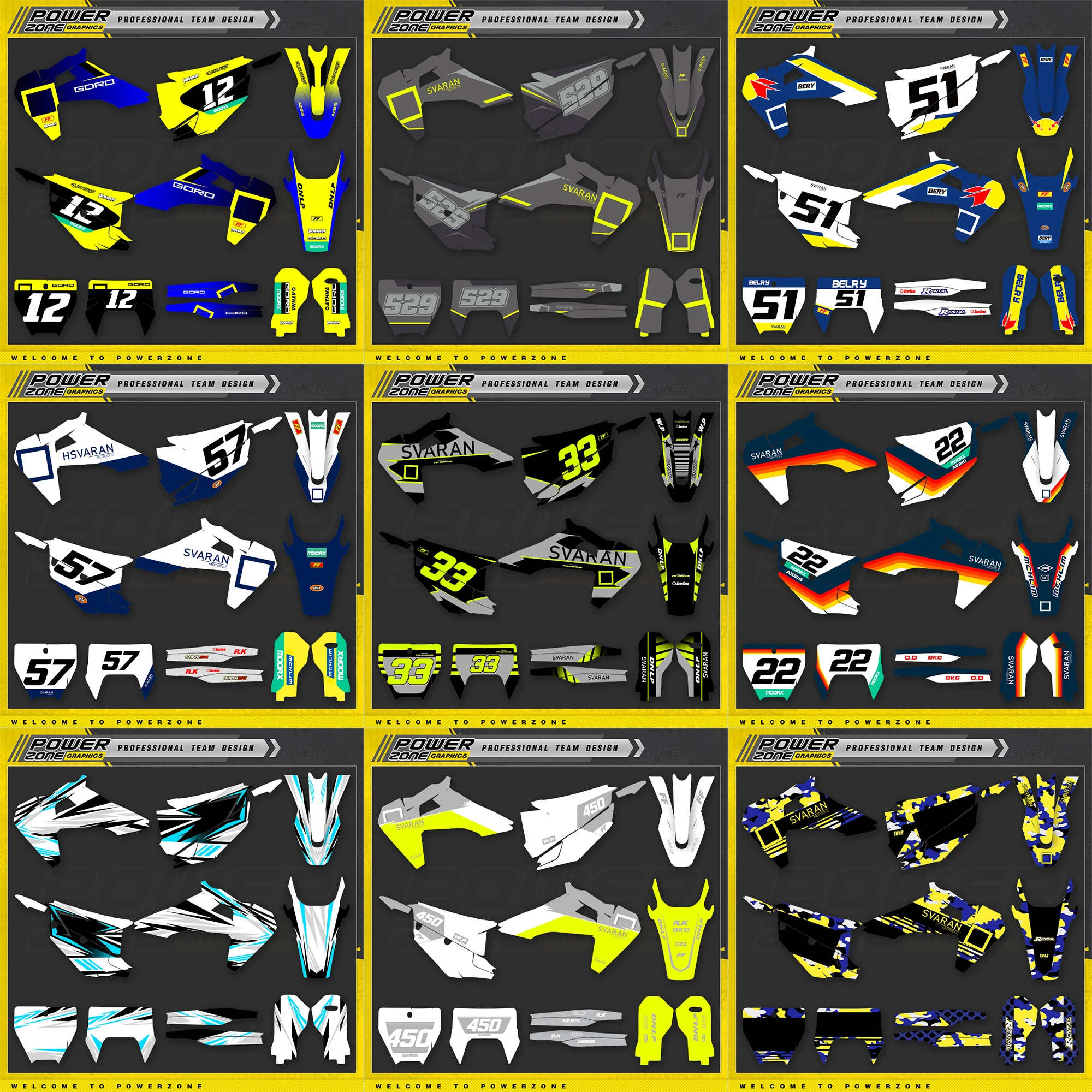 PowerZone Custom Team Motorcycle Graphics Decals Stickers Kits For Husqvarna Decal 19-22 TC FC TX FX FS 20-23 TE FE 125-450CC