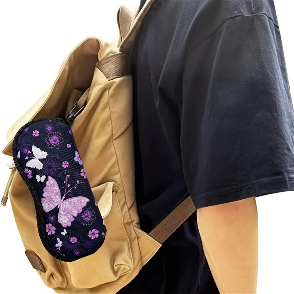 

Outdoor Glasses Storage Box Portable Key Buckle Hook Sunglasses Bag Colorful Butterfly Glasses Case for Travel Camping Women Men
