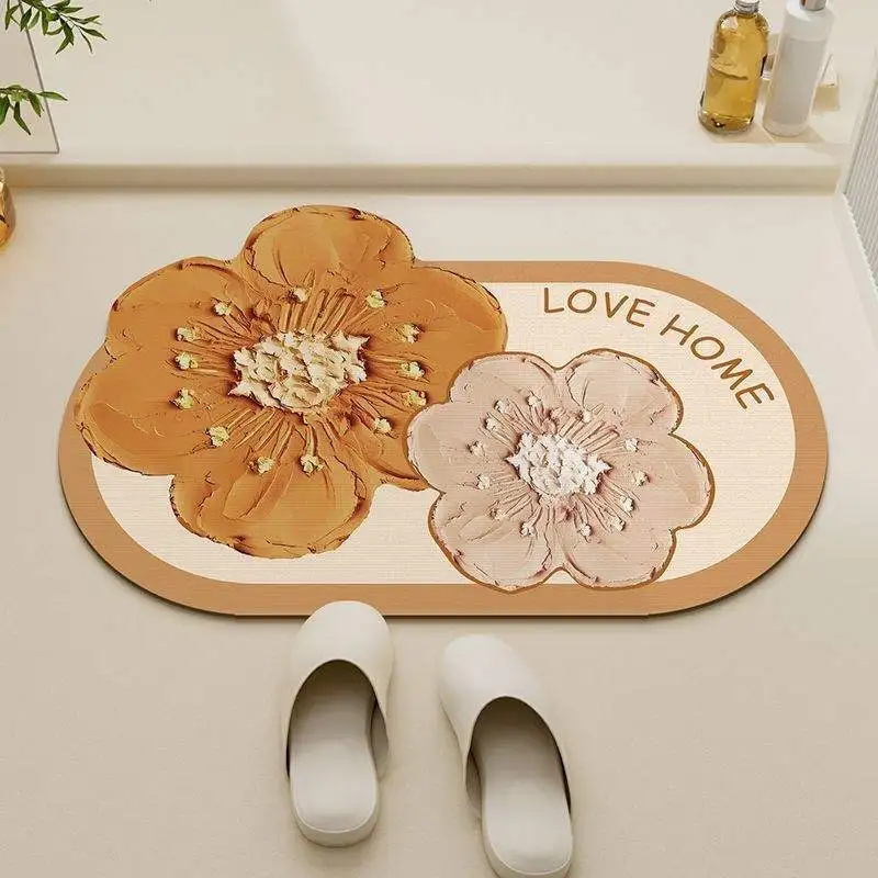 

Elegant 3D Flower Diatomite Mat Mildew-Proof Ultra-Absorbent for Entryway Shoe & Bathroom Floor