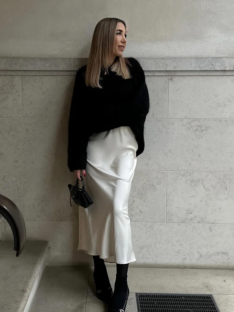 HH Women Fashion Skirts New Solid Satin Silk Texture Tight Skirt Woman Beach Style Chic And Elegant Women's Mermaid Skirt
