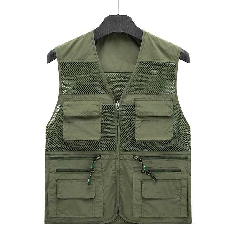 Summer Thin Mesh Vest Outdoor Sportsfor Jackets Bigsize Bomber Sleeveless Vest Casual Tactical Work Wear Camping Fishing Vests