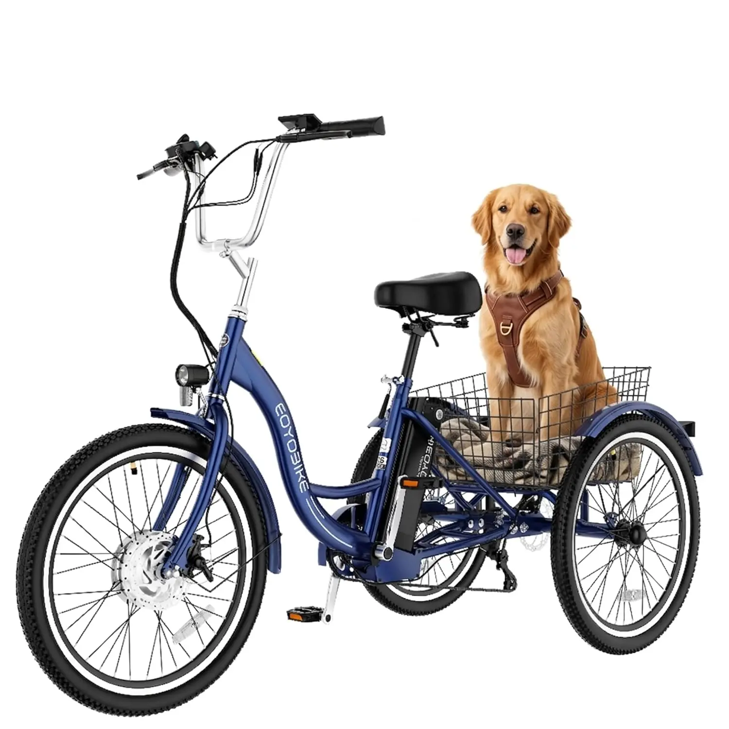 

350W Electric Tricycle Adults, 15.5MPH 3-Wheel E-Bike 36V 10.4Ah Battery, 7-Speed, Basket, LCD, 350 lbs, Customized