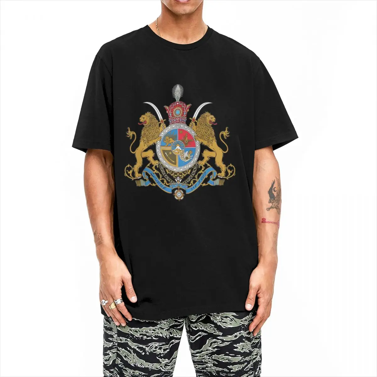 Men Sovereign Coat Of Arms Of Iran T Shirt Cotton Clothes Classic Short-Sleeve T Shirt O Neck Harajuku Print Tshirt Big Size 6XL