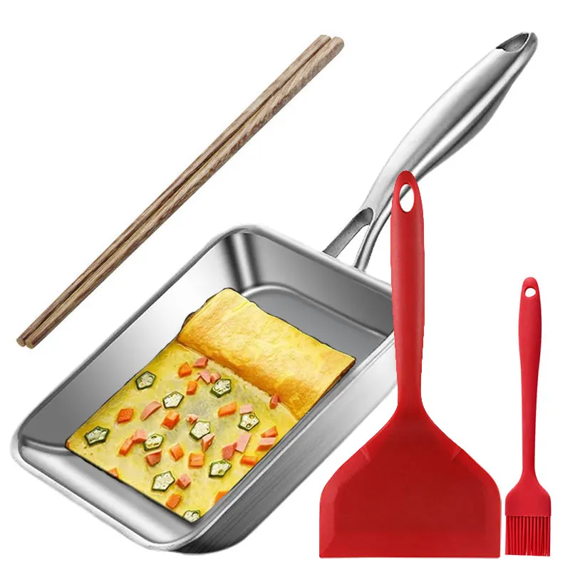 Stainless Steel Japanese Omelette Pan Nonstick Tamagoyaki Egg Roll Pan Retangle Small Frying Pan Nonstick Steak Sandwich Skillet