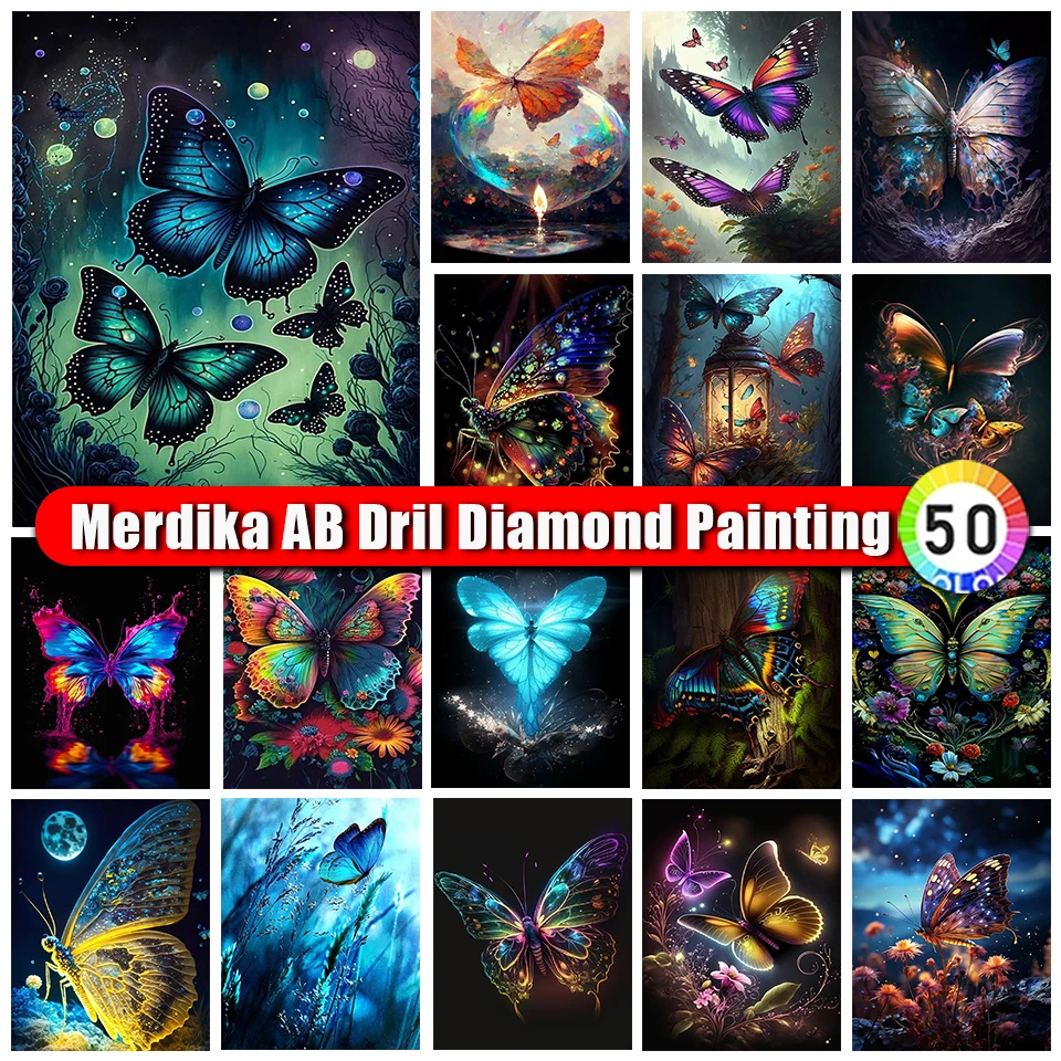 

Merdika Zipper Bag 5D AB Diamond Painting Butterfly Colorful Cross Stitch Diamond Embroidery Flower Animal Mosaic Rhinestone Art