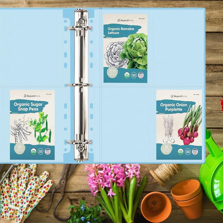 30パック 120ポケット 種子パケットバインダー スリーブ ガーデンシードストレージオーガナイザーページ 3リングバインダー用 スロットサイズ3.5インチ×5インチ 種子用