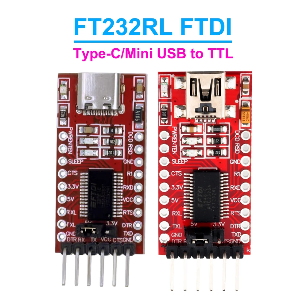 FT232RL FTDI Type-C to TTL Serial Converter Adapter Module 3.3V 5.5V FT232R Breakout Mini USB to TTL Adapter Board for Arduino