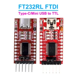 Mini USB para TTL Serial Converter Módulo Adaptador, Breakout Board para Arduino, FT232RL, FTDI, Tipo-C, 3.3V, 5.5V