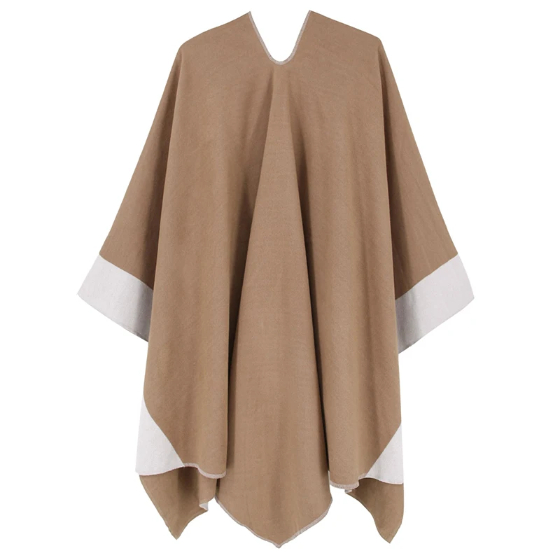 Winter Warm Ponchos And Capes For Women Shawl Two Sided Wearable Thicken Blanket Soft Scarf Acrylic Wraps Pashmina Bufanda
