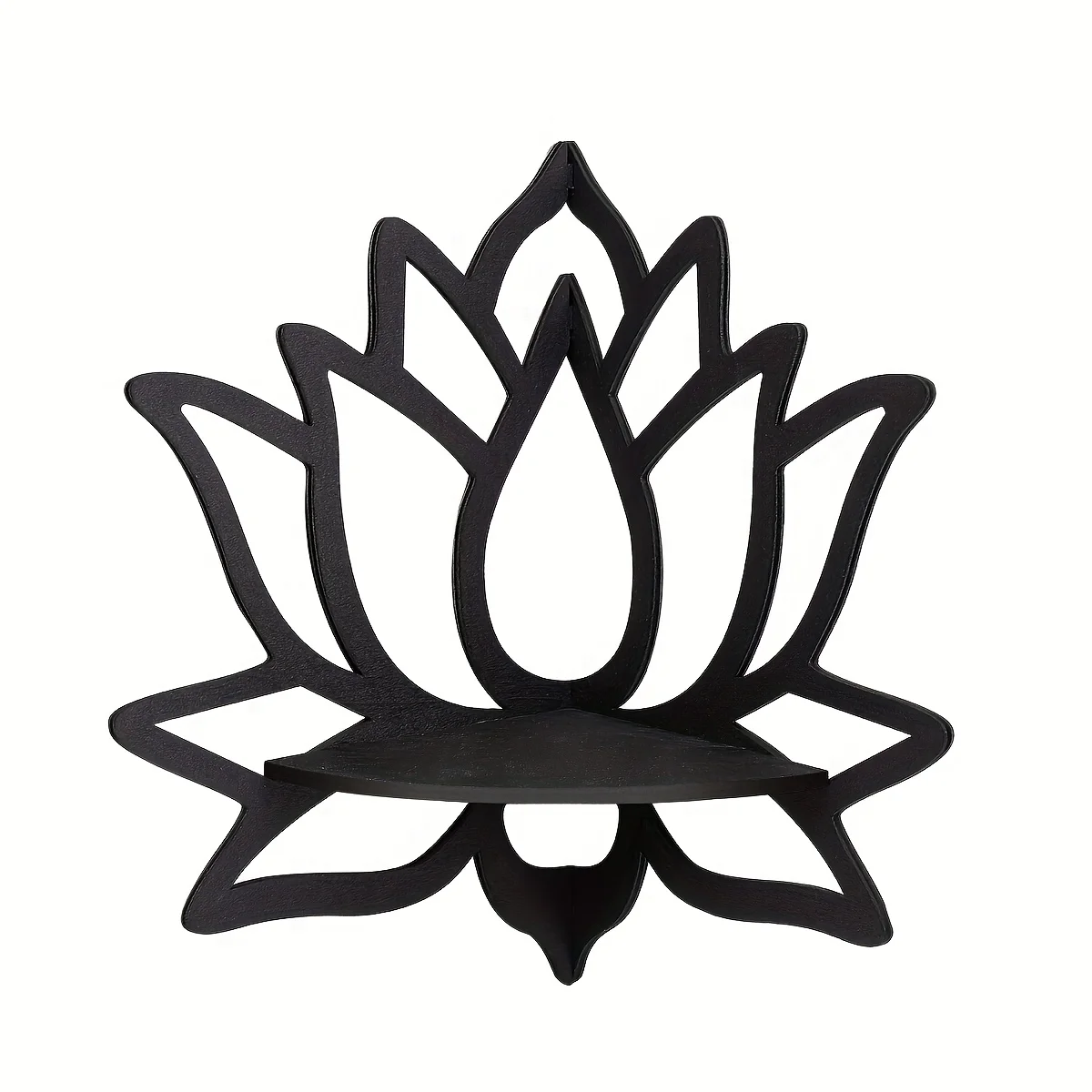 Lotus Corner Floating Shelf, Hollow Flower Wall Mount Corner Shelf, Decorative Wall Display Rack for Bedroom Living Room view 3