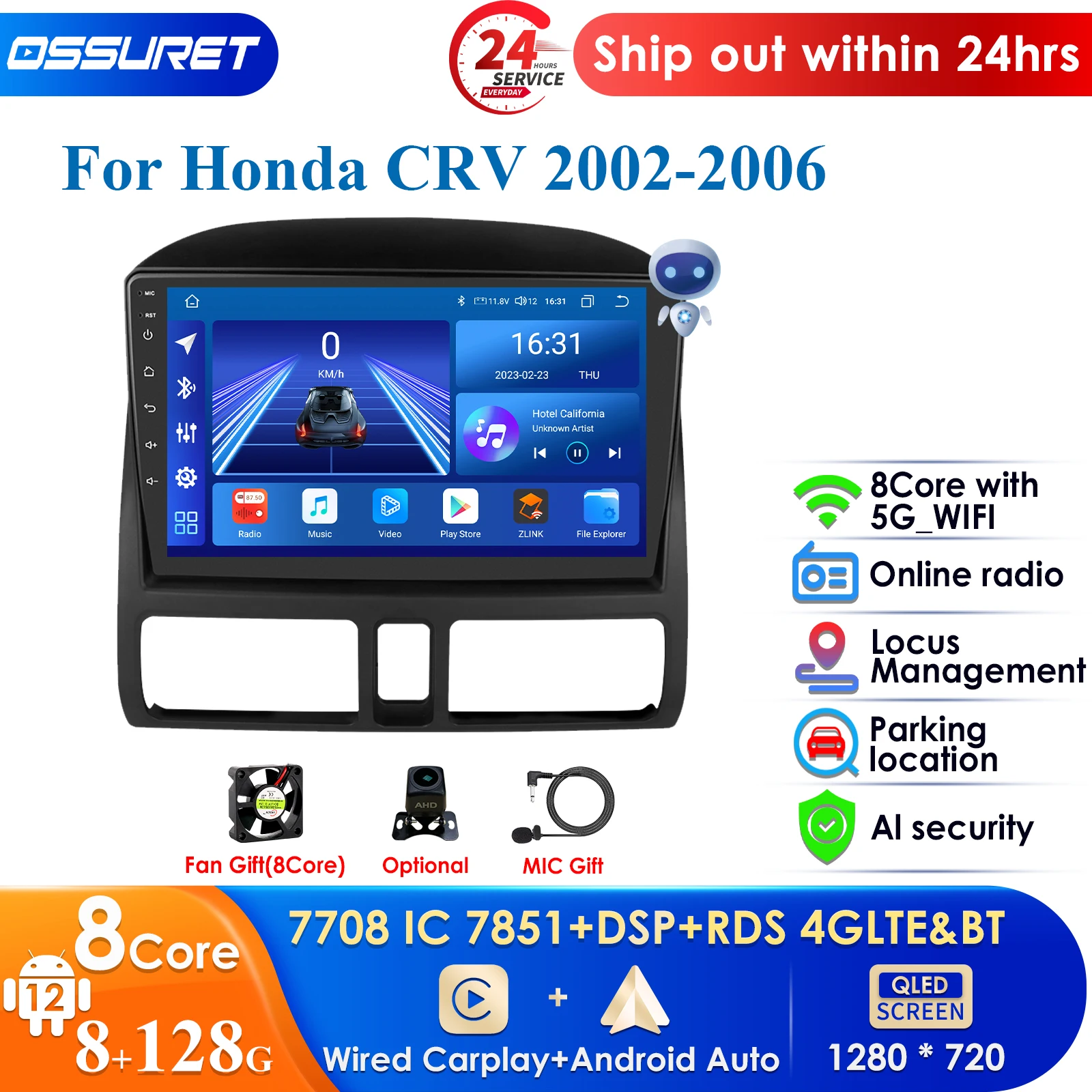 

Carplay 4G-LTE 9'' 7862 DSP 2din Android Car Radio for Honda CRV 2001-2006 CR-V 2 Multimedia Video Player Autoradio Stereo Audio