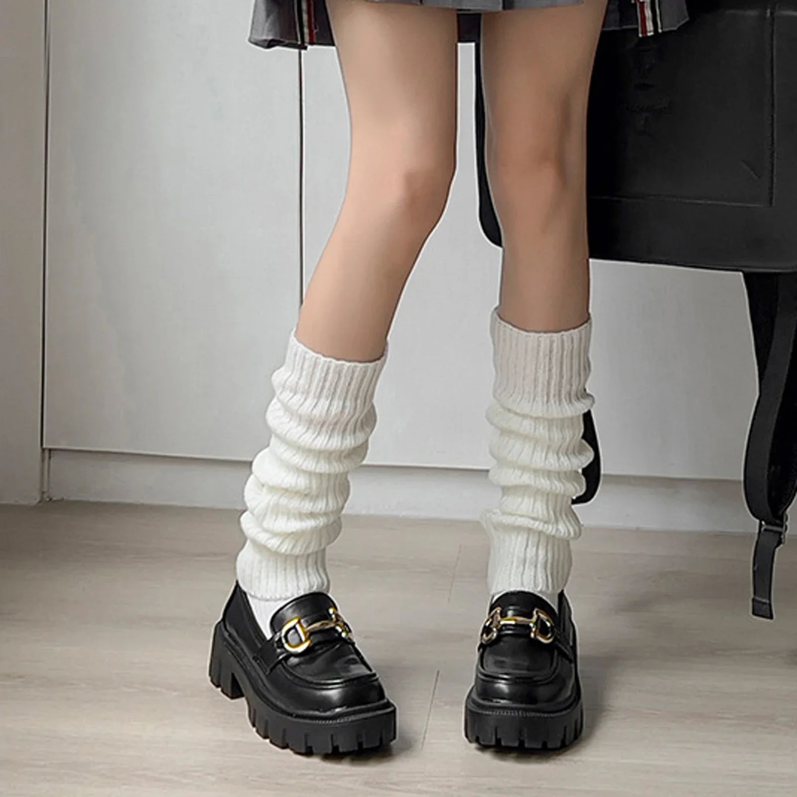 Japanese JK Uniform Leg Warmers Lolita Cute Women Girls Knit Boot Socks Long Socks Winter Foot Warming Cover 1Pair