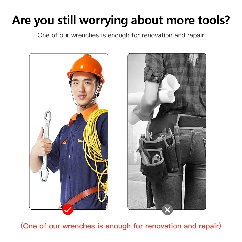 1 قطعة مفتاح ربط عالمي مزدوج الأطراف ، مفتاح إصلاح صواميل المسمار ذاتي الشد ، مفتاح ربط بسقاطة برأسين ، قابل للتعديل #6