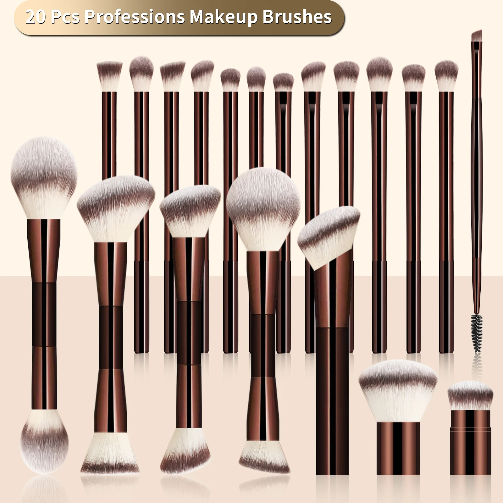 20 pçs multi fundação especialidade pincéis de maquiagem conjunto sombra de olho feminino cosméticos pó solto blush mistura beleza corretivo escova