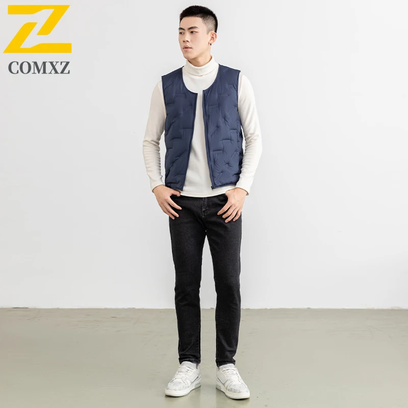 2025 Winter Duck Down Vest Men's Luxury Thick Lightweight80% White Duck Down Warm Waistcoat South Korea Sleeveless Puffer Jacket