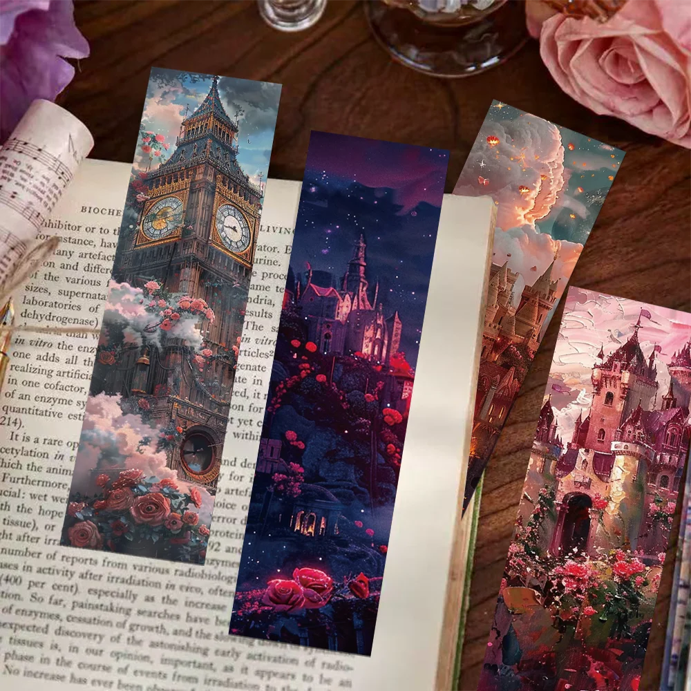30pcs rose factory bookmarks Europe and the United States architecture reading books marking student supplies message card