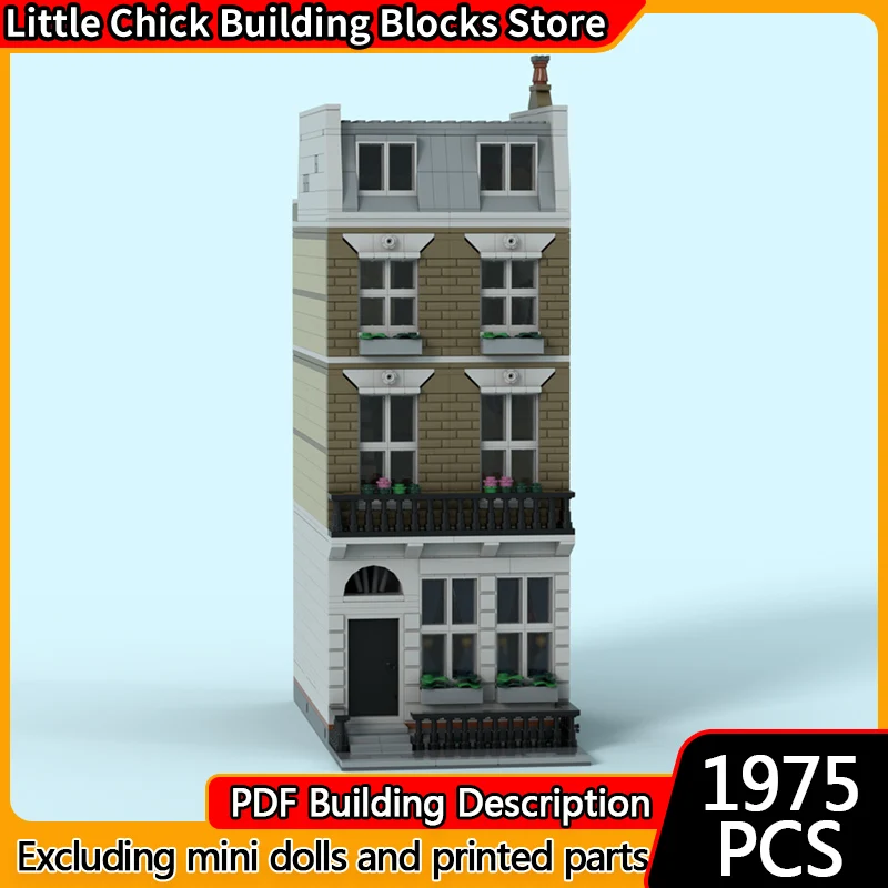 

City Street View Model MOC Building Bricks London Townhouse Modular Technology Children Holiday Gifts Assemble Toys Suit