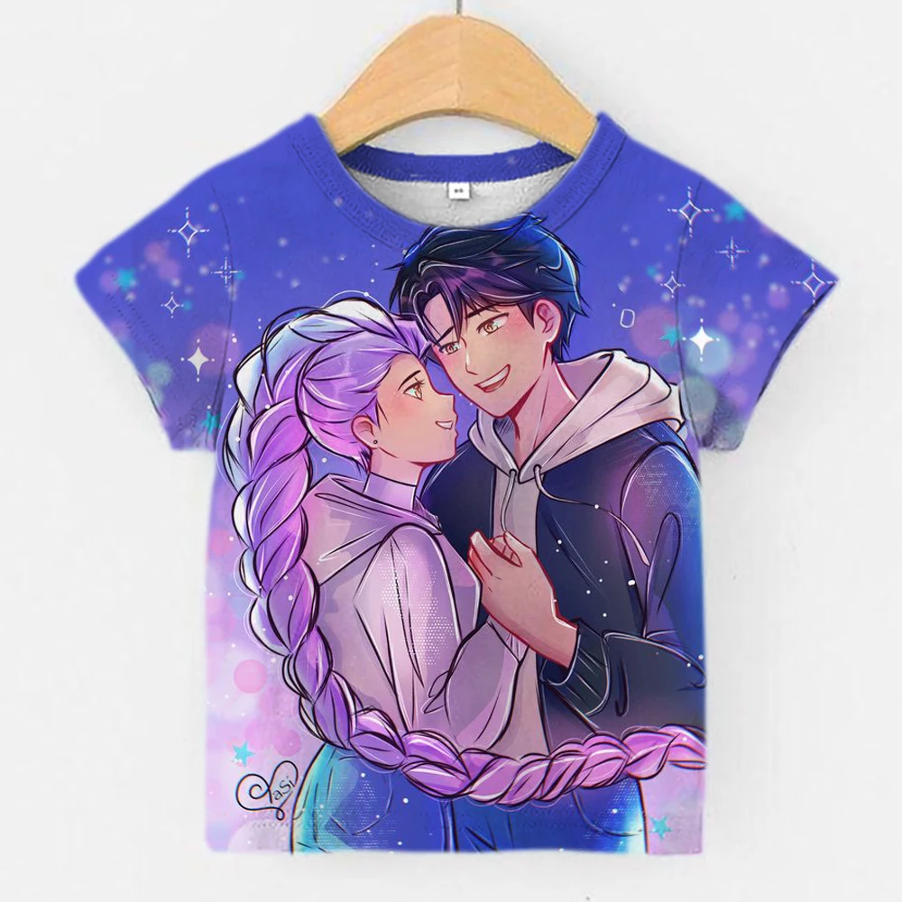 

Футболка для девочек KPOP series 3D с короткими рукавами, летняя трендовая футболка K-Pop Demon Huntrix для девочек, детские топы