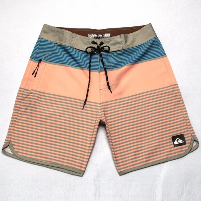 

Qui Dry Surfing orts Men's Beach Pants Lightweight Five-Quarter Length Polyester Blend Fibers Striped Low Waist Youthful ...