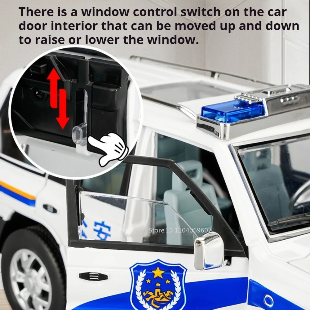 1:18 Mitsubishi Politieauto Model Speelgoed Metalen Diecast Land Range Rover Off-road Auto Geluid Licht Deuren Geopend pull Back Kids Geschenken