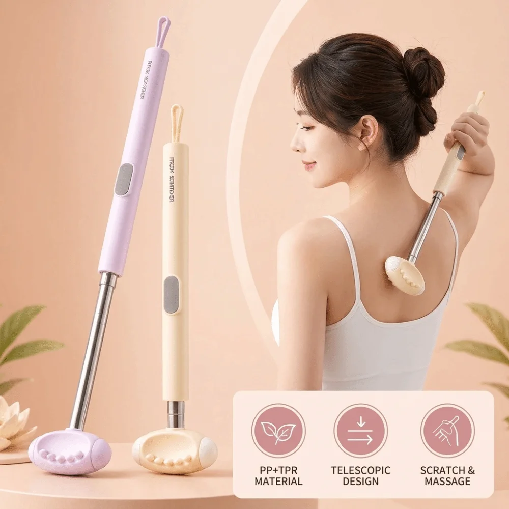 Dual-Sided Back Scratcher 27-62.5cm Hanging Loop Body Scratcher Massager Retractable Itch Relief Tool