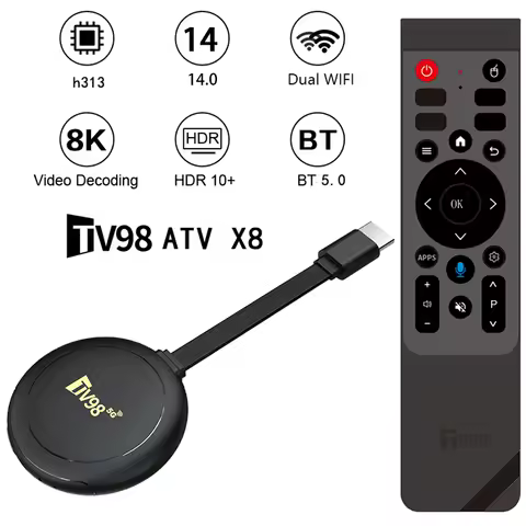 TV Box Android 14 4K TV98 ATV Allwinner H313 Quad Core 2.4/5G Dual Wifi BT5.0 Support Smart Voice control Player 4K Set Top Box