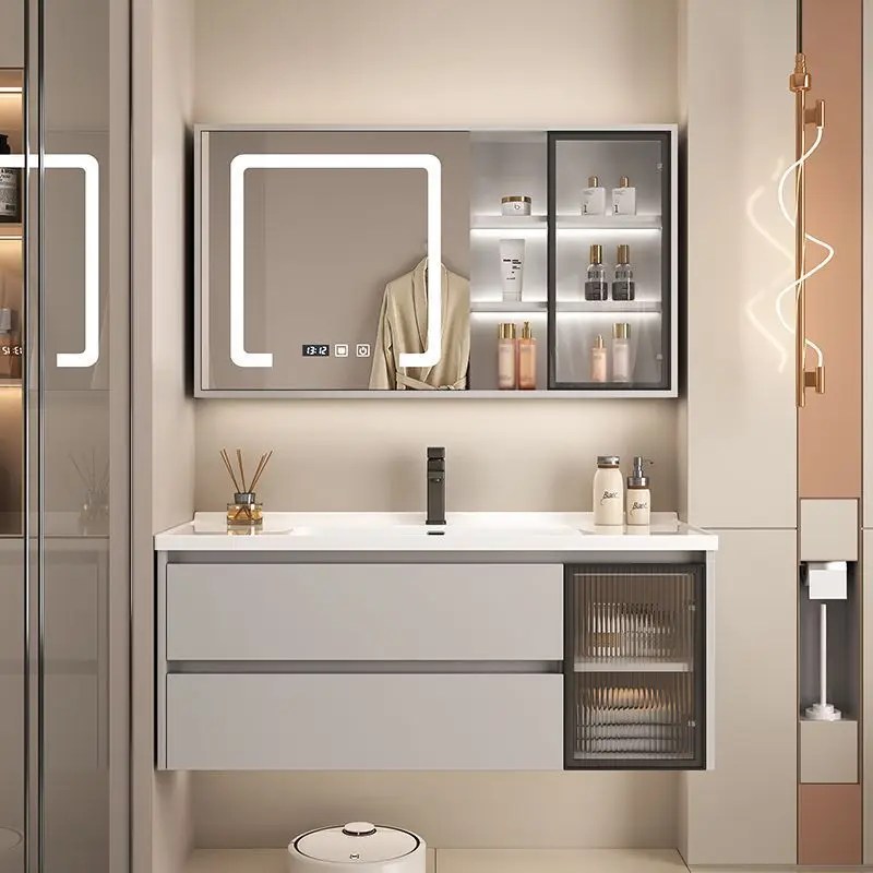 حوض سيراميك متكامل، حمام، فاخر خفيف، مغسلة، رياح كريمية، بساطة، حمام