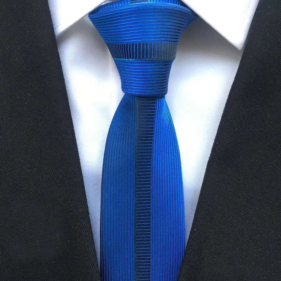 2023 Men's Ties Jacquard Woven Neck Tie Designer Panel Neckties Blue Vertical Stripes