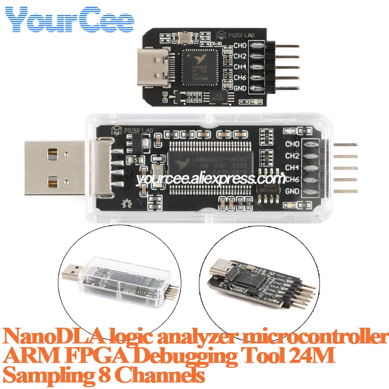 2pcs/1pc NanoDLA Logic Analyzer SCM ARM FPGA Debugging Protocol Analysis 24MHz SampleRate 8 Way Open Source Sigrok PulseView