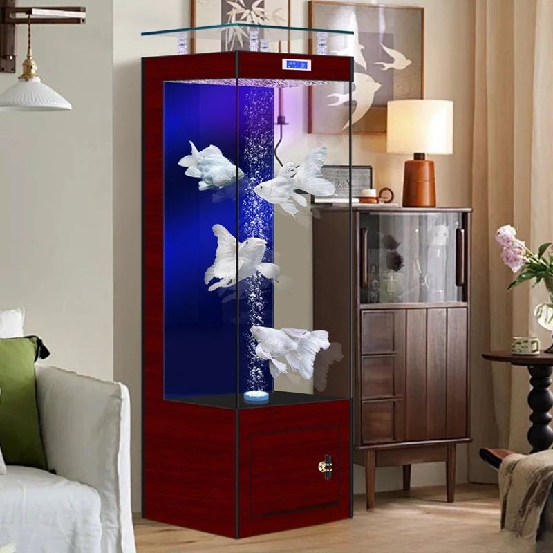 Вертикальный аквариум, небольшой аквариум от пола до потолка, стена гостиной, ультра-белый стеклянный трубчатый задний фильтр, аквариум Вертикальный аквариум, небольшой аквариум от пола до потолка, стена гостиной, ультра-белый стеклянный трубчатый задний фильтр, аквариум