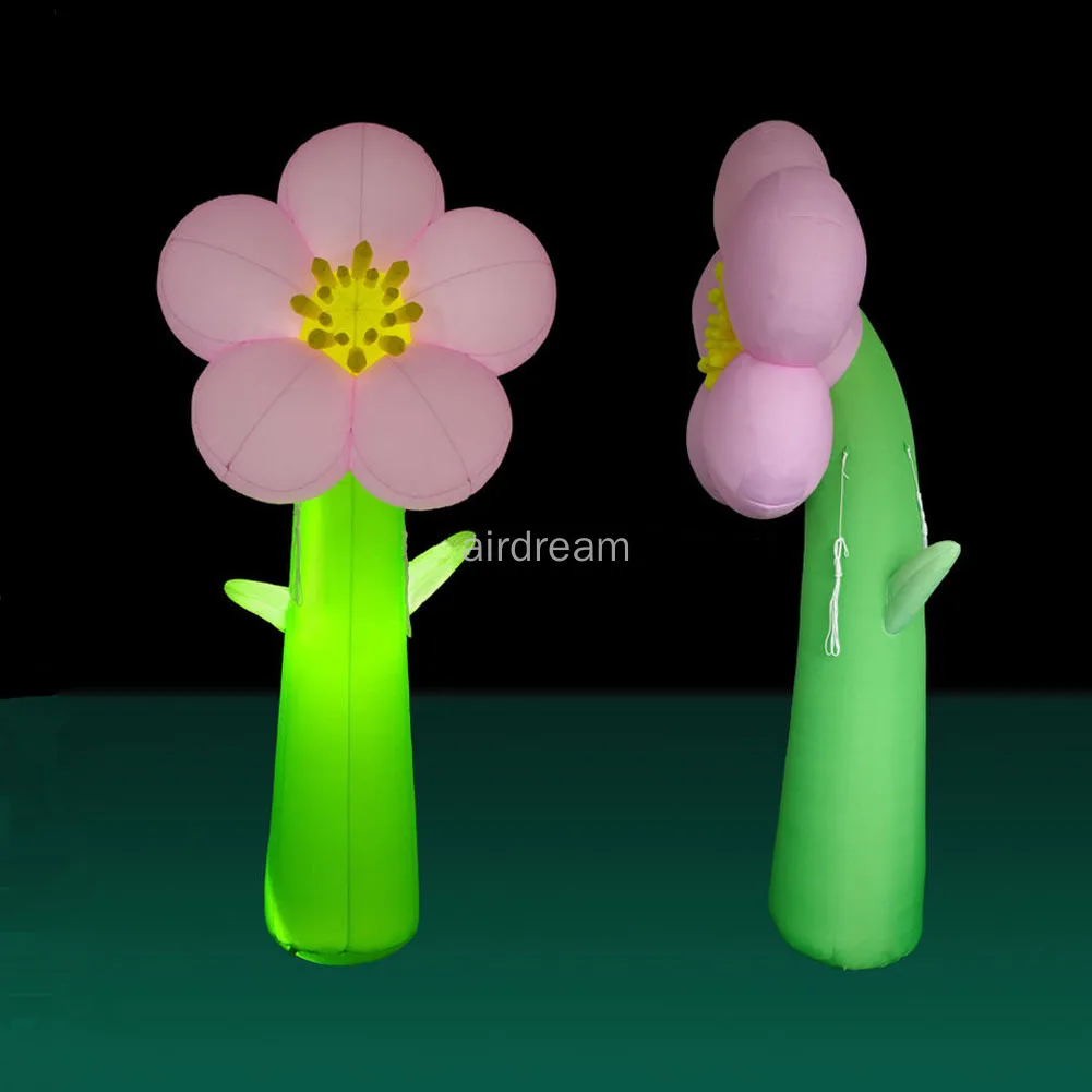 Modèle de fleur gonflable avec lumière colorée LED, thème de plantes à fleurs, plante artificielle, événement, décoration de scène, publicité