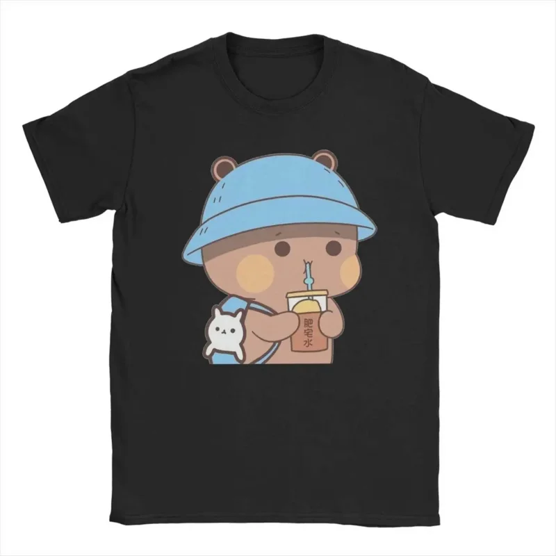 Bubu Dudu bear and Panda Men T shirts humor tee shirt short sleeve crew neck t-shirt 100% cotton big size tops