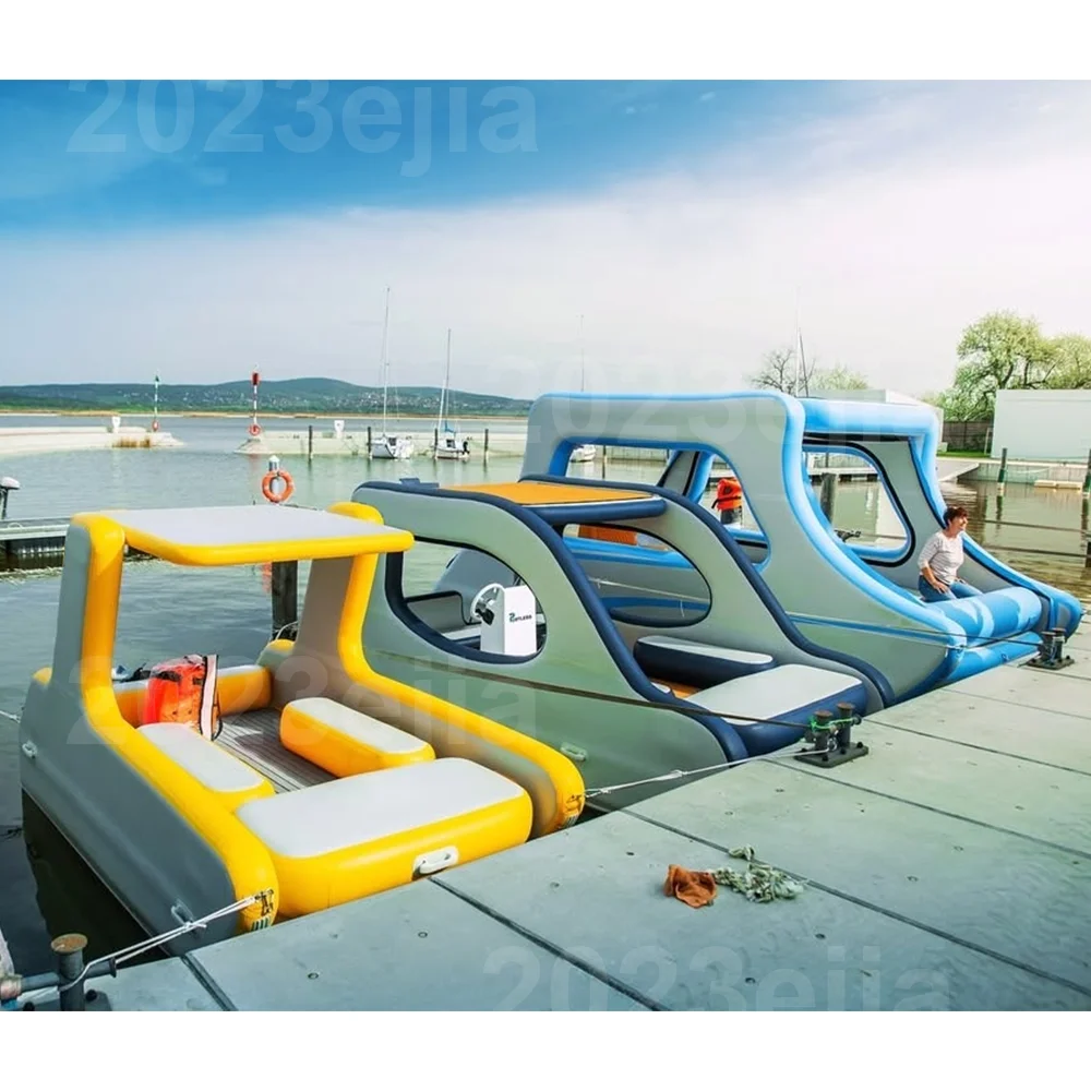 Luxury Water Leisure Inflatable Dinghy with Canopy Mini Electric Boat Foldable Adults Inflatable Yacht for Fishing