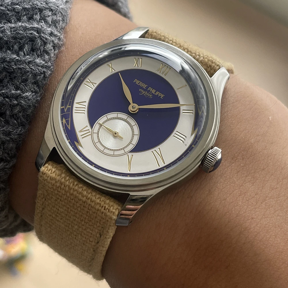 المينا النقش خمر موضة ST17 الميكانيكية اليد الرياح ساعة للرجال الأرجواني ساعة معصم مقاوم للماء Reloj Hombre Merkur #3