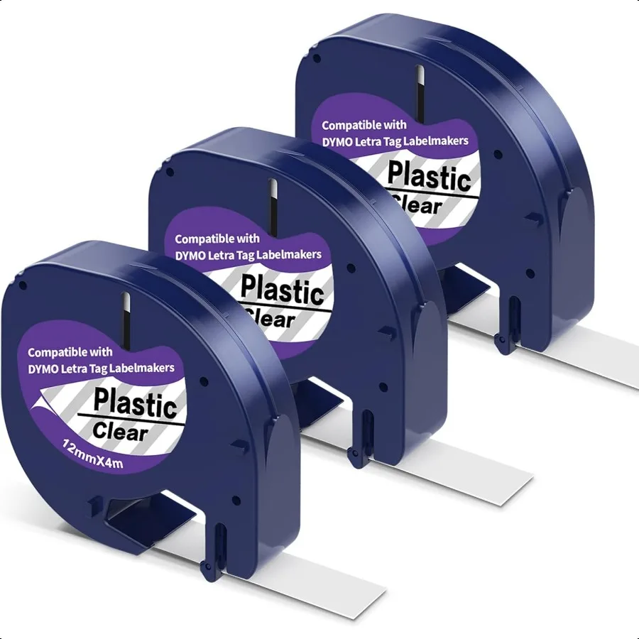 

Лента из 3 упаковок, совместимая с насадками для изготовления этикеток DYMO, прозрачная лента для этикеток, 12267, 12 мм, 0,47 дюйма, пластиковая лента, замена