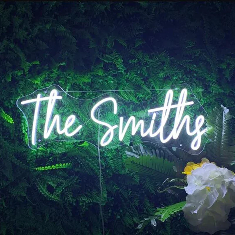 The Smiths Two Types Wedding LED Neon Sign Decor for Wedding Wall Decor Bride Party Neon Sign with Third Gear Dimmer Custom Neon