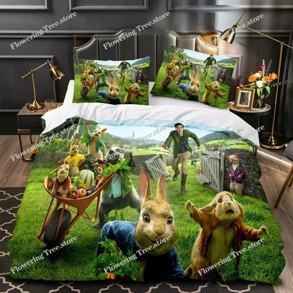 Peter The Rabbit World Bedding Sets,3D Printing cartoon rabbit Duvet Cover Pillow Cases Queen King Size Quilt Cover Gift029963