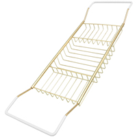 Telescopic Anti Slip Storage Rack Bathtub Tray Stand Stainless Steel Golden Adjustable Holder Bath Accessories