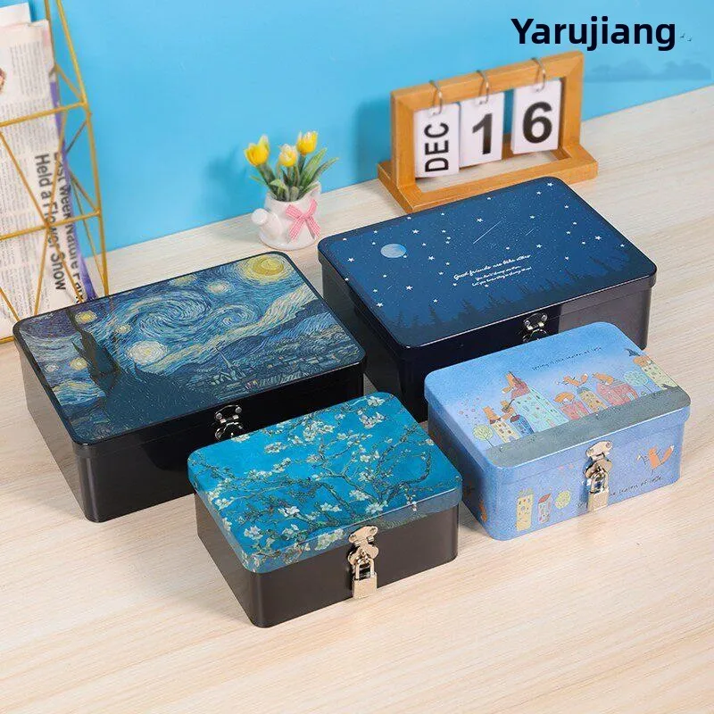 

Secure Lockable Valuable Items Storage Box Jewelry Cosmetic Organizer Iron Box Private Safe Password Lock Desktop Organizer